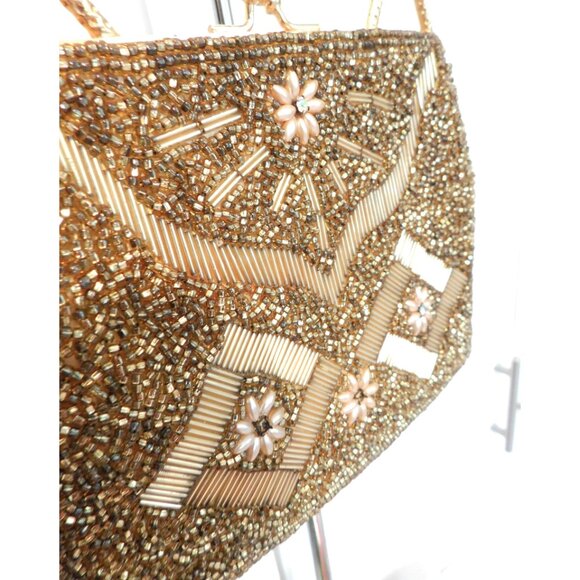 Gold Beaded Vintage 60's Hand Held bag - Picture 4 of 7